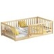 preview thumbnail 15 of 20, Twin Size Floor Bed, Montessori Floor Bed with Fence and Door, Kids Montessori Bed Twin Size