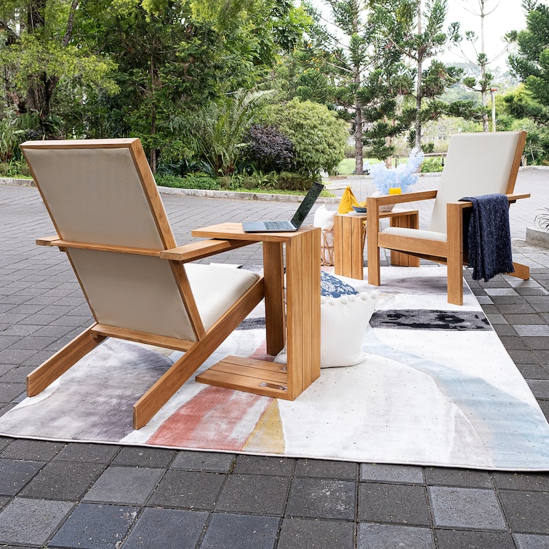 Cambridge Casual Napa Upholstered Teak Wood Outdoor Adirondack Chair