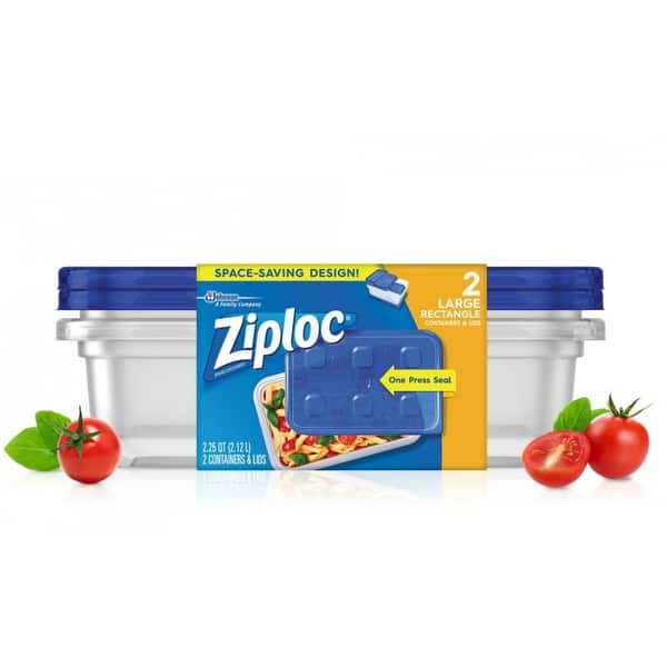 Ziploc 70941 Large Rectangle Containers & Lids w/One Press Seal, 9Cup, 2Ct Bed Bath & Beyond