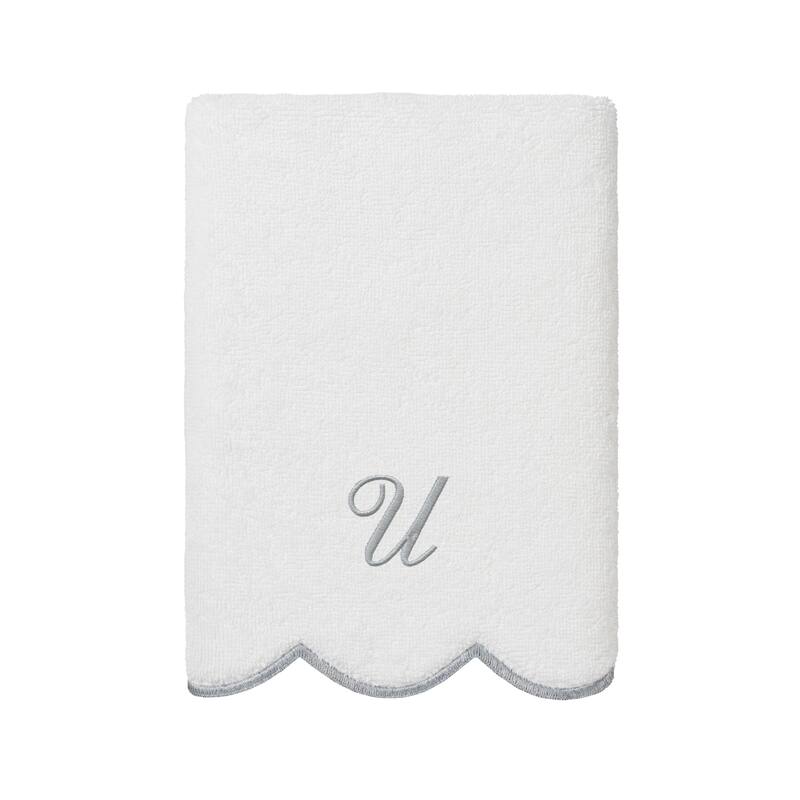 Authentic Hotel and Spa 100% Turkish Cotton Grey ADORNIA Scallop Personalized 3 Piece Towel Set - 3 Piece Set