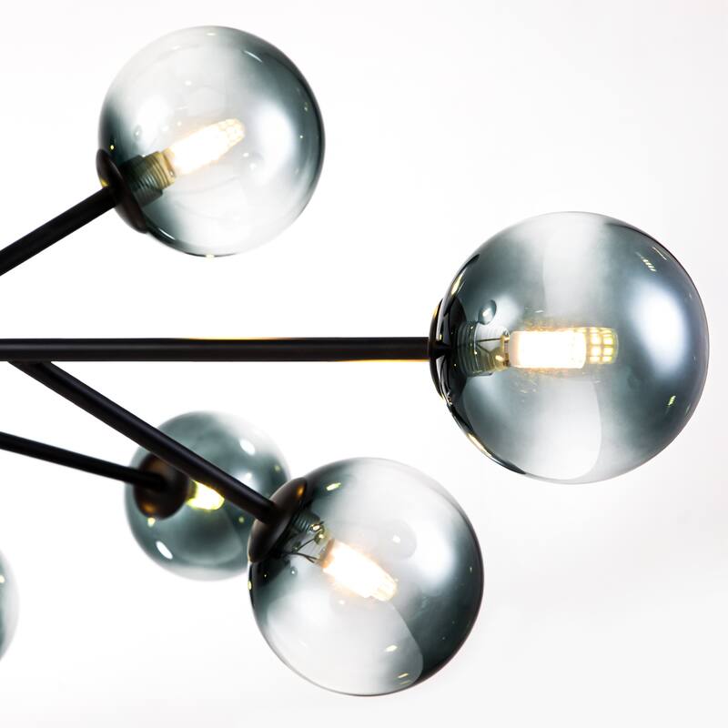 15-Light Modern Linear Sputnik Kitchen Island Light Branch Cluster Glass Globe Bubble Chandelier