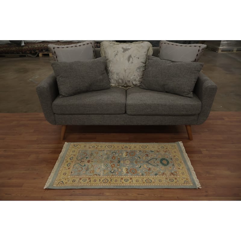 Hand Knotted Oriental 100% Wool Carpet Traditional Floral Navy Blue & Blues Ziegler Area Rug - 3' 10'' X 2' 0''