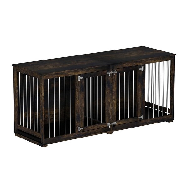 70'' W Dog Crate Furniture, Dog Kennel Furniture with Divider