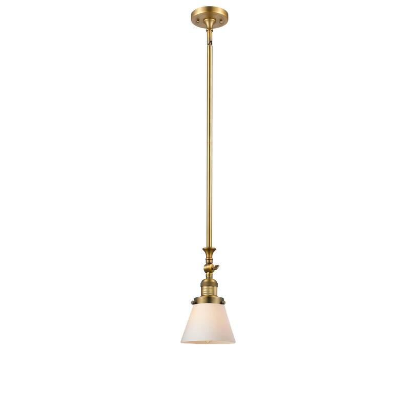 Innovations Lighting Small Cone 6" Wide Adjustable Mini Pendant - Brushed Brass / Matte White Cased