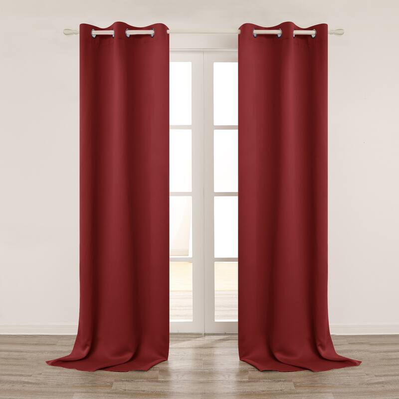 Deconovo 108 120 Length Grommet Curtain (1 Panel) - W42"x L108" - Burgundy