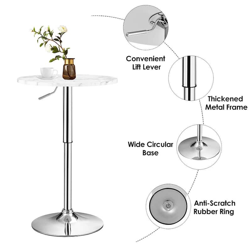 Gymax Set of 2 360-degree Swivel Round Pub Bar Table Height Adjustable - See Details