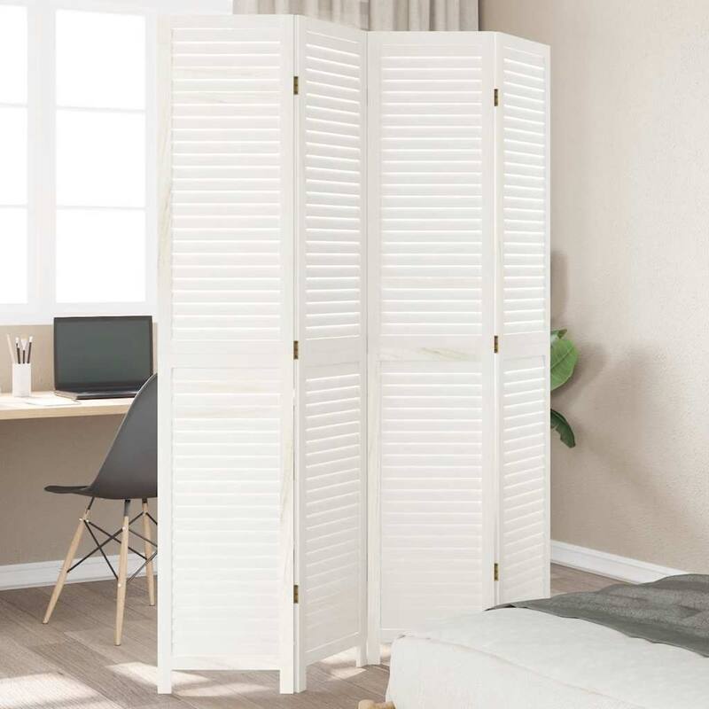 vidaXL Room Divider Privacy Screen Living Room White Solid Wood Paulownia