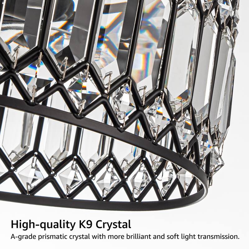 Starsky Luxury Crystal Drum Dimmable Semi Flush Mount Light