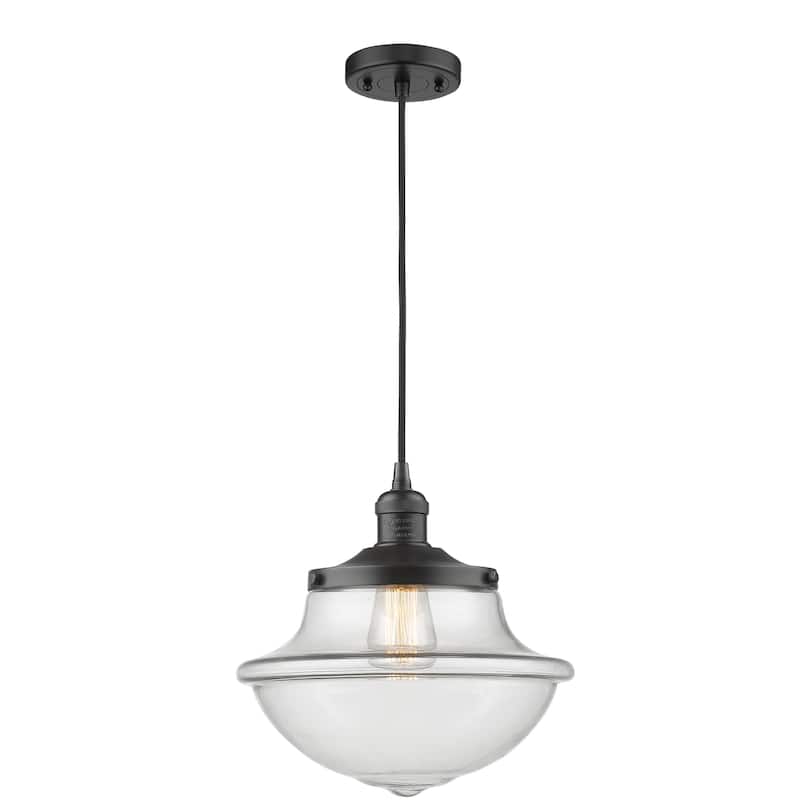 Innovations Lighting Franklin Restoration Oxford - 1 Light 12" Cord Hung Mini Pendant - Clear/Matte Black
