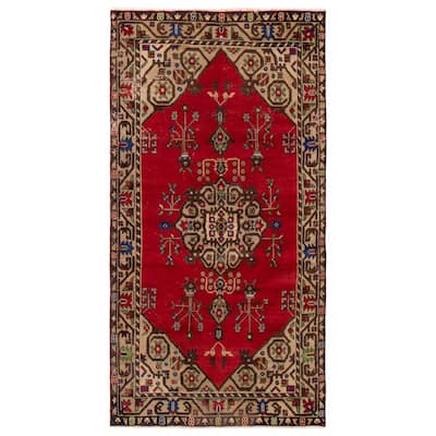 ECARPETGALLERY Hand-knotted Konya Anatolian Red Wool Rug - 4'10 x 9'5