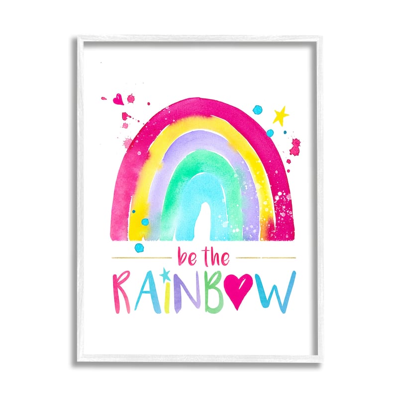 Stupell Modern Rainbow Splash Framed Giclee Art Design by Enya Todd - 24 x 30 - White