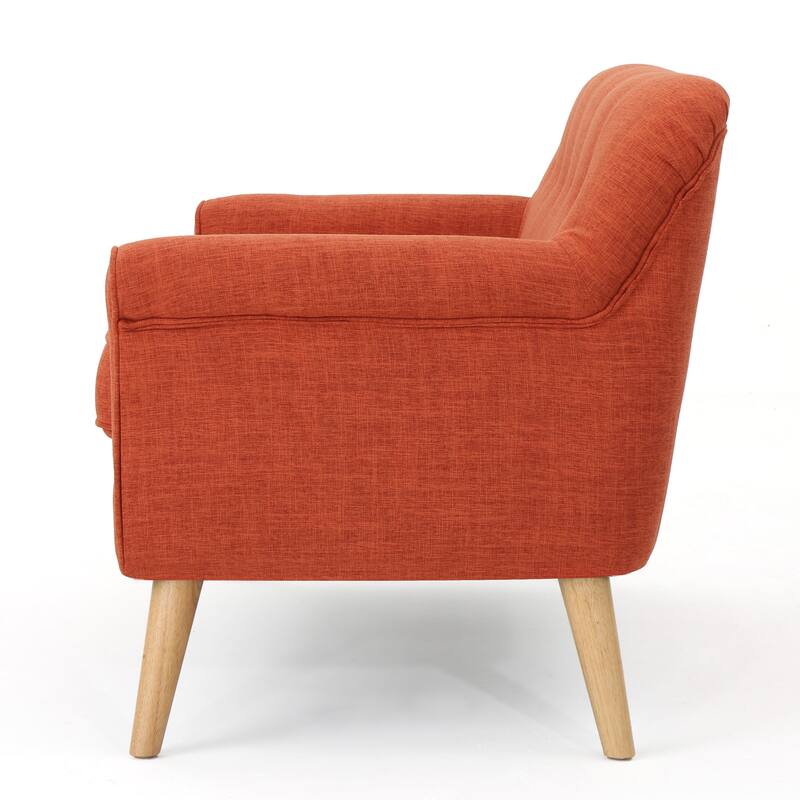 Orange Fabric Loveseat Minimalist Sofa Couch with Button Tufted, 2-Seater Sofa Couch with Rolled Armrests
