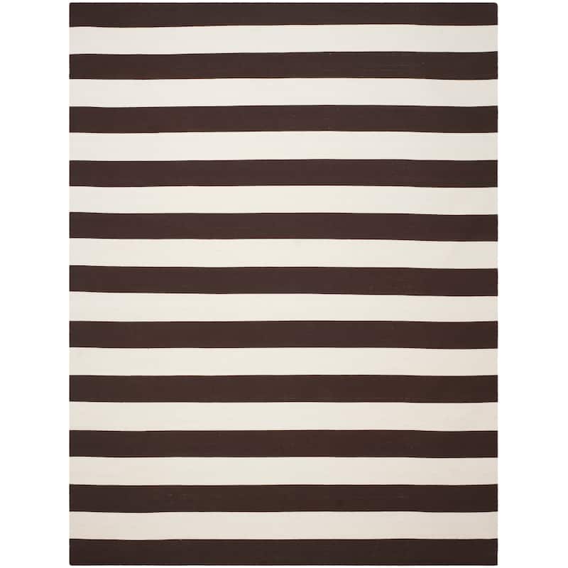 SAFAVIEH Handmade Montauk Caspian Stripe Cotton Flatweave Rug - 11' x 15' - Black/Ivory
