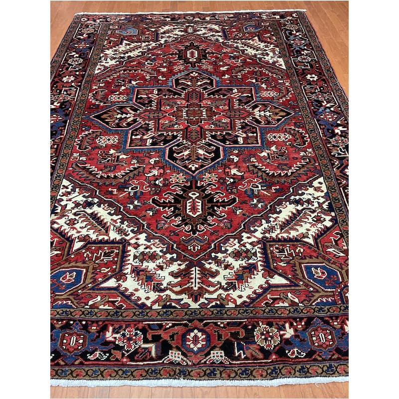 HERAT ORIENTAL Handmade Fine Persian Heriz Wool Rug - 7'2" x 10'9"