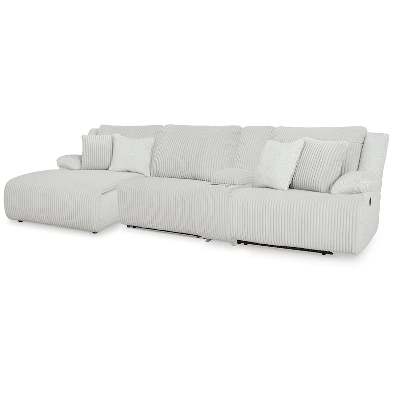 Signature Design by Ashley Top Tier Dark Brown 4-Piece Reclining Sectional with Chaise - 143" W x 74" D x 41" H - White