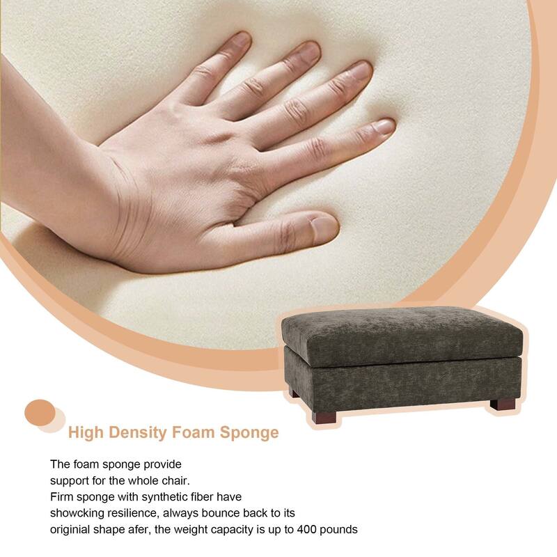 Oversized Chenille Modular Ottoman With Cushioned Top