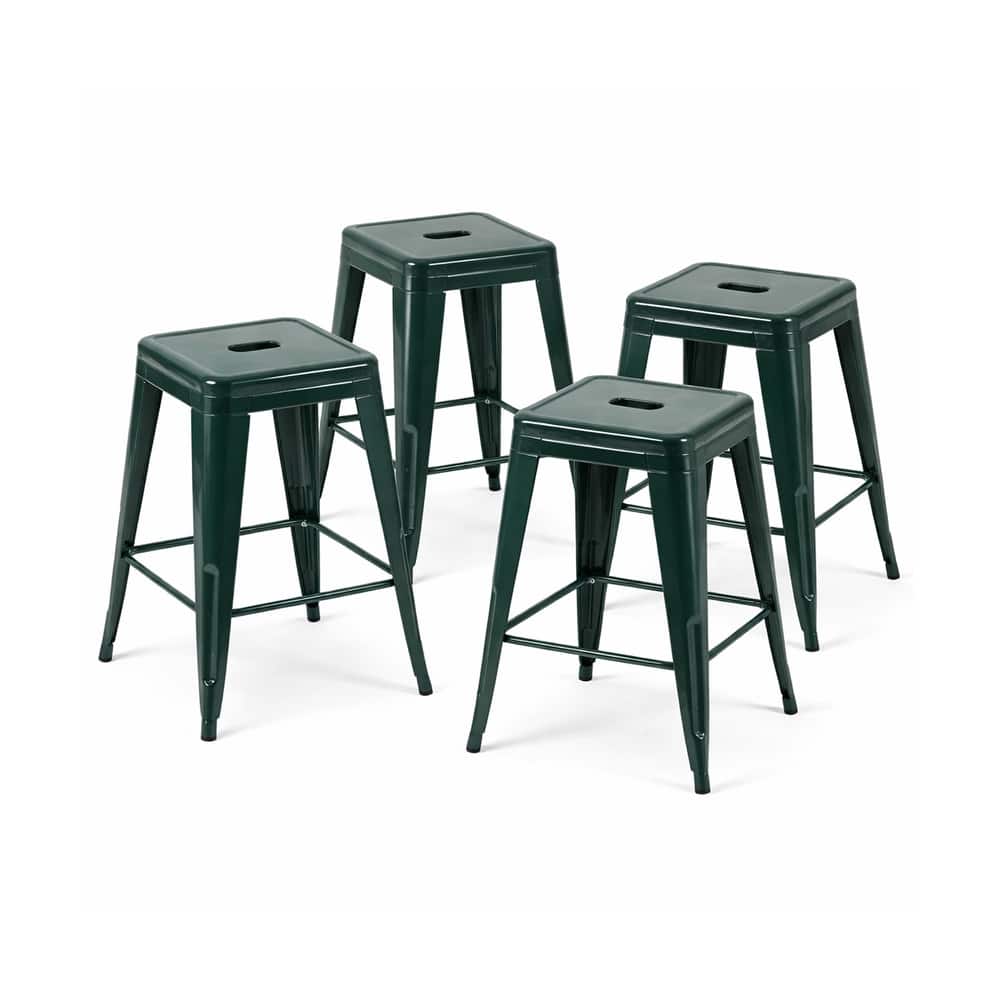 AC Pacific 24 Inch Industrial Stackable Metal Counter Stools Set of 2