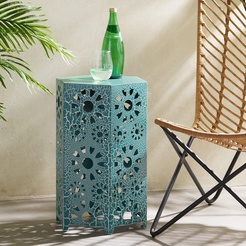 Side Table Outdoor 14-inch Floral Side Table by Christopher Knight Home
