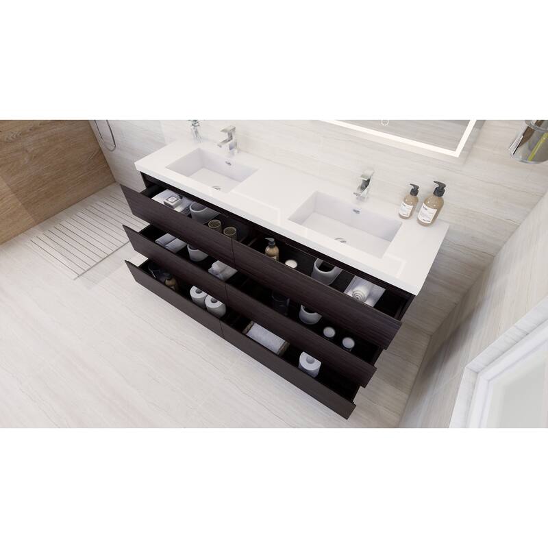 Aron 72'' Freestanding Vanity with Double Reinforced Acrylic Sink