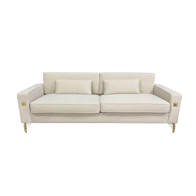 Velvet 3-seater Sofa with Gold Accents