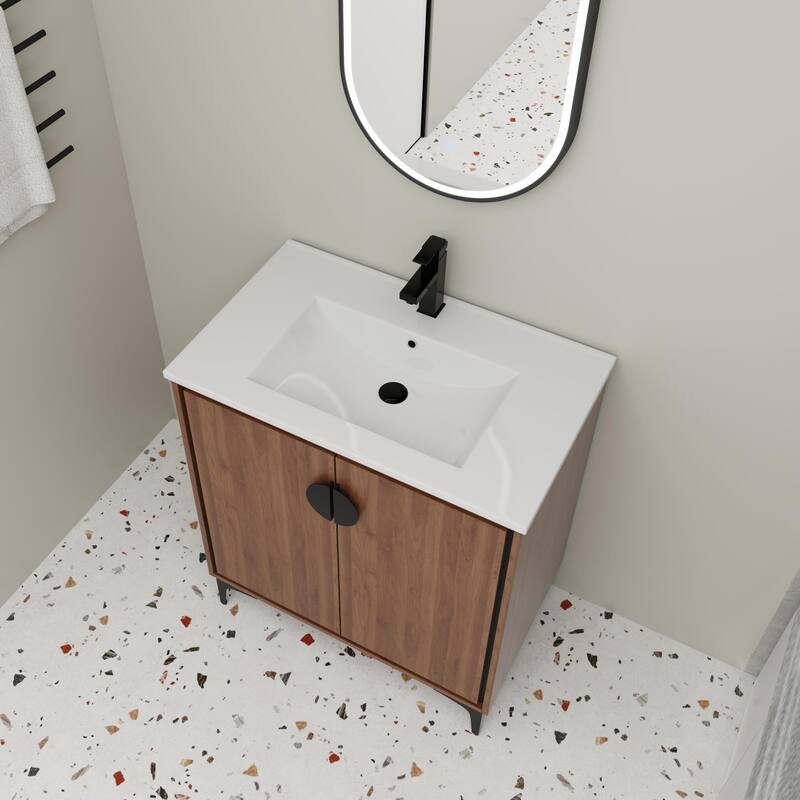 Beingnext 24"/30" Bathroom Vanity with Sink, Freestanding Bathroom Vanity with Soft Close Door and Adjustable Shelf