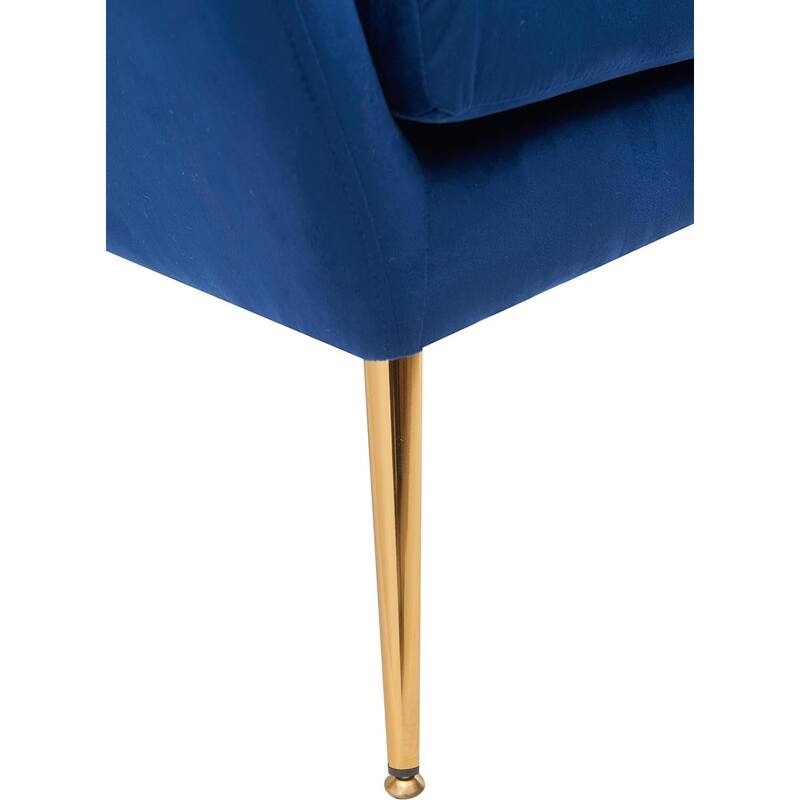 Modern Chic Mid-Century Velvet Accent Armchair Button-Tufted Wingback Design with Gold Flared Legs