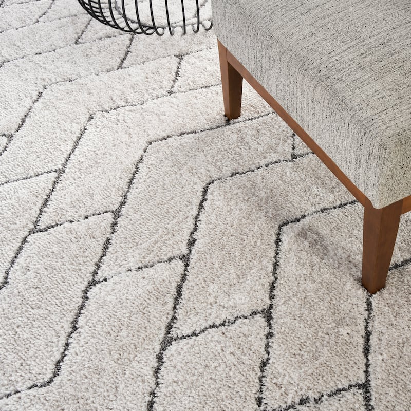 Nourison Luxurious Shag Ultra Plush Modern Chevron Area Rug