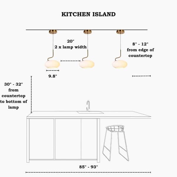 dimension image slide 0 of 2, Modern 1-Light Gold Milk White Pendant Lights Frosted Glass Kitchen Island Lights - 9.8" L x 5.5" W x 11.4" H