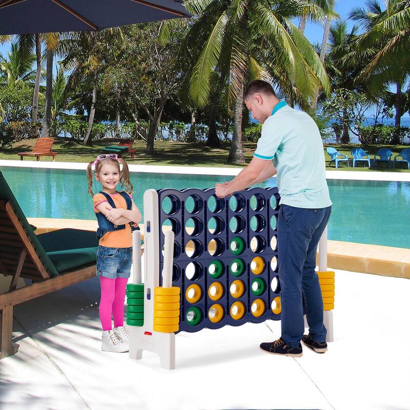 Gymax Jumbo 4-to-Score Game Set 4 in A Row Kids Adults w/ 42 Jumbo