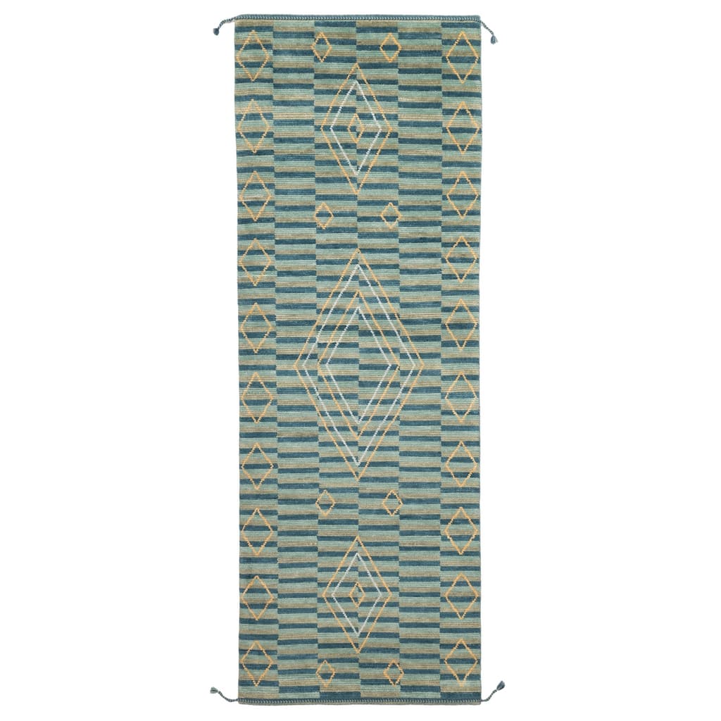 ECARPETGALLERY Hand-knotted Pak Finest Marrakesh Teal Wool Rug - 4'4 x 12'4