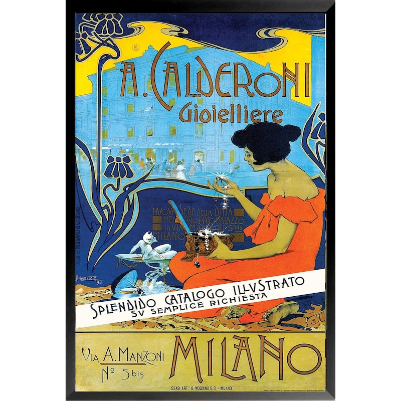 Milano A. Caleroni Vintage Advertising Framed Poster - 24 x 36 Inch