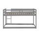 preview thumbnail 8 of 6, Twin Over Twin Wood Kids Low Bunk Bed with Ladder, Floor Bunk Bed Frame for Boys Girls, No Box Spring Needed, Easy Assembly,Grey