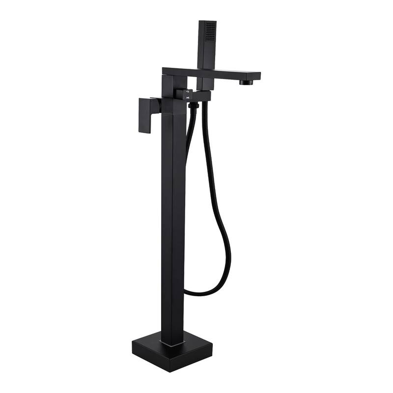 Topcraft Floor Mounted Bathtub Filler with Handheld Showerhead - Matte Black