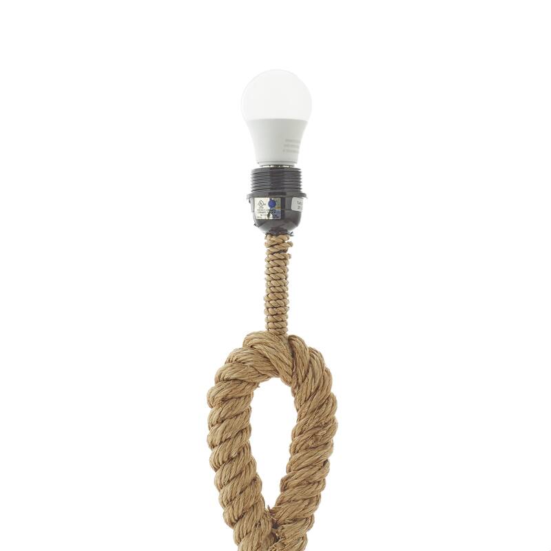 Brown Jute Rope Twisted Rope Room Floor or Table Lamp with Cream Linen Shade