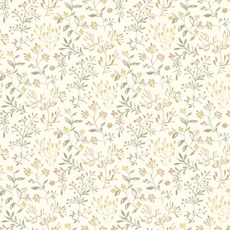 Chesapeake Tarragon Honey Dainty Meadow Wallpaper