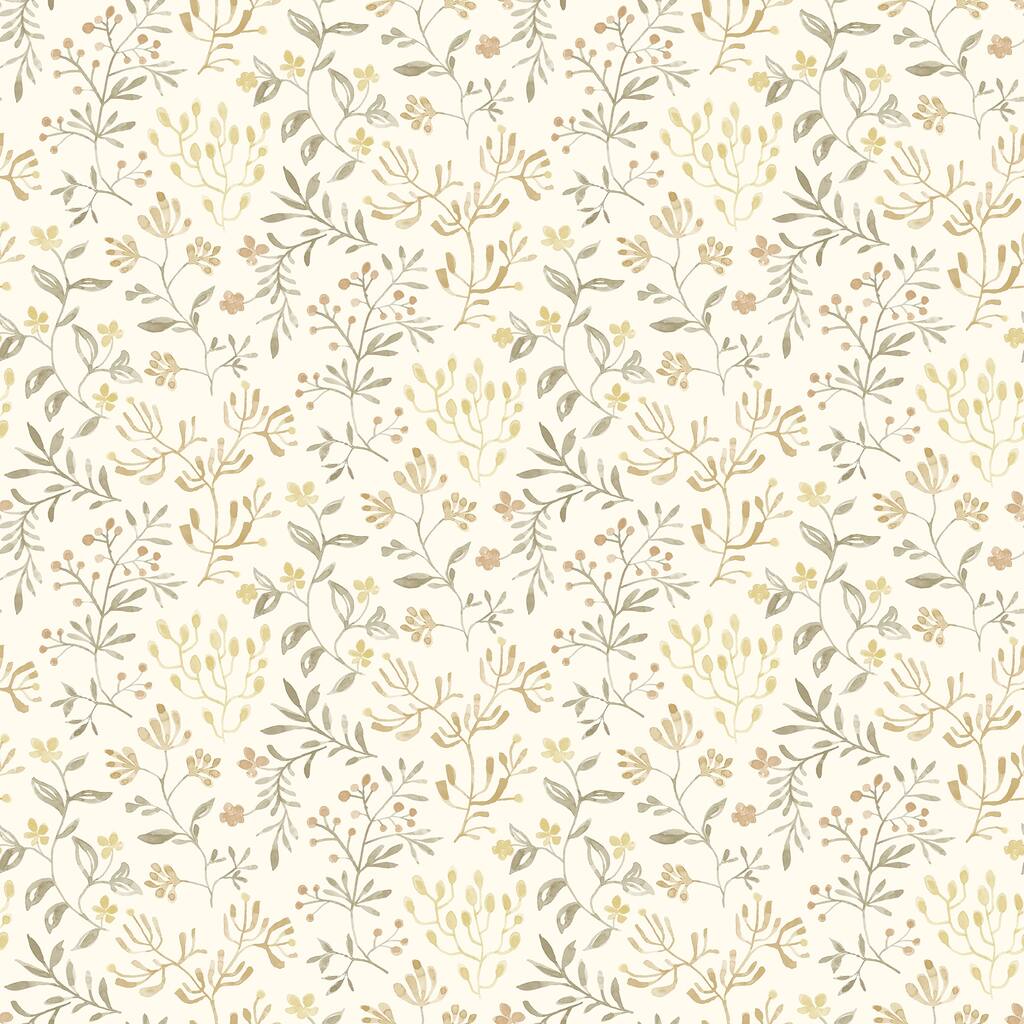 Chesapeake Tarragon Honey Dainty Meadow Wallpaper