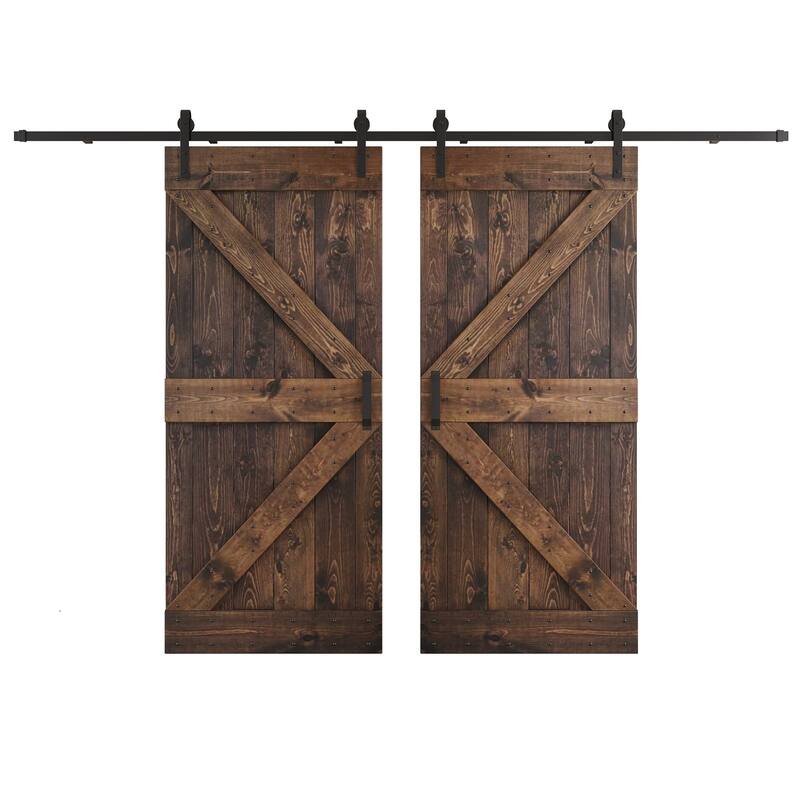 Coast Sequoia 48in/60in/72in/76in/84in x 84in K Series Pine Wood Double Sliding Barn Door With Hardware Kit