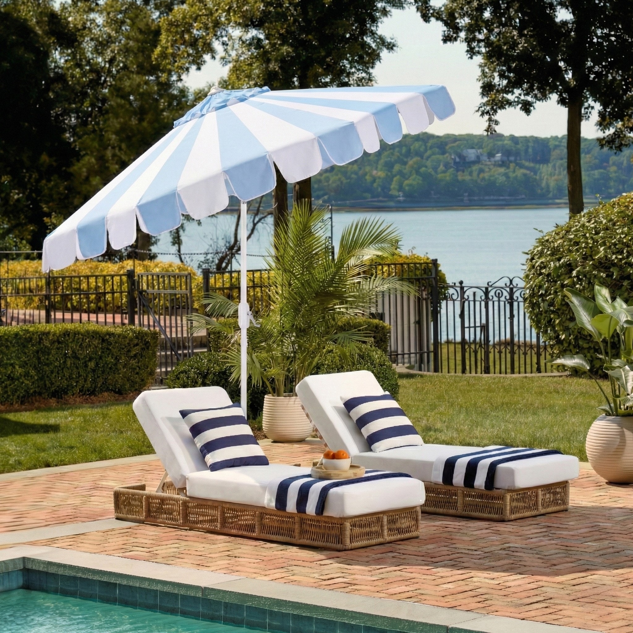 chic patio umbrella Safavieh Elegant Valance 9Ft style elegance to your outdoor space with this eye Boho Wooden Patio Umbrella Khaki