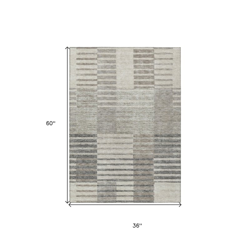 HomeRoots Striped Modern Rectangle Outdoor Rug
