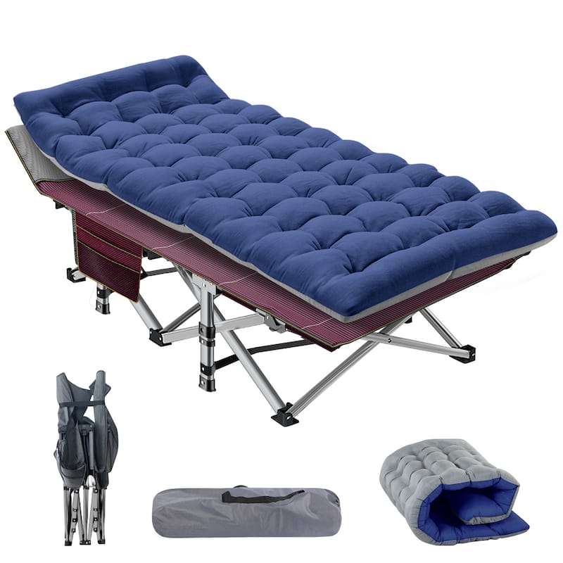 DoCred Folding Camping Bed Cot for Adults, Guest Bed with Mattress