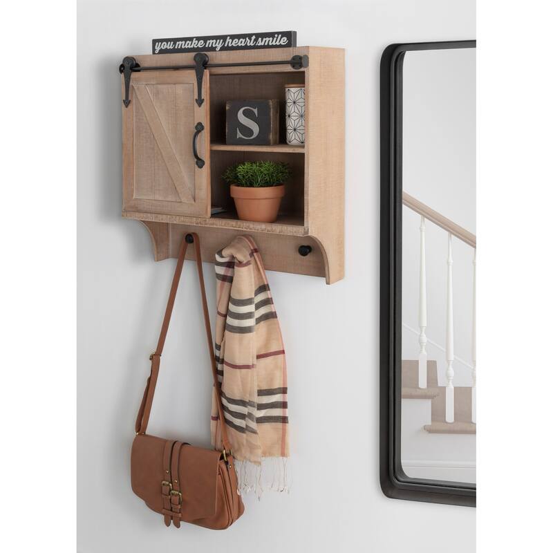 Kate and Laurel Cates Wooden Barn Door Decorative Wall Cabinet - 18x8x20