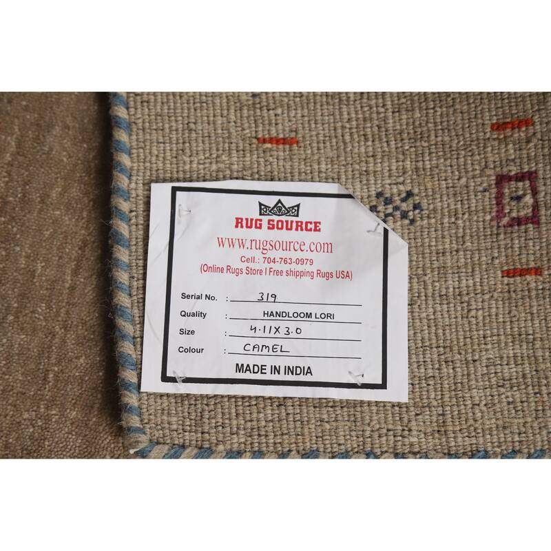 Hand Knotted Oriental 100% Wool Carpet Tribal Animal Pictorial Brown Gabbeh Area Rug - 4' 11'' X 3' 0''