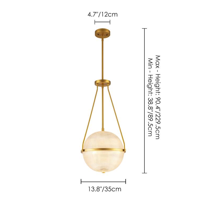 3-Light 13.78" Black/Gold Mid-Century Modern Grid Glass Globe Bubble Pendant Light Kitchen Island Lighting