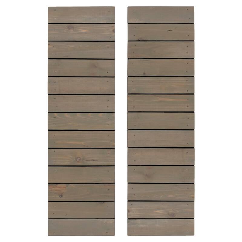 Horizontal Slat Board & Batten Exterior Shutters Pair - 48" - Stone Gray