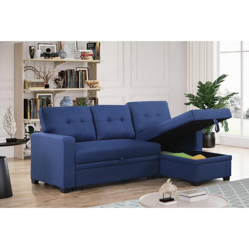 Convertible Upholstered Sectional Sofa With Pull-Out Chaise