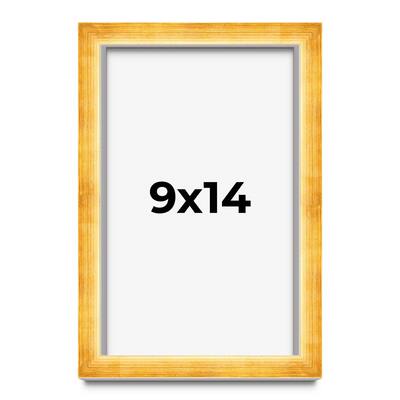 9x14 Shadow Box Frame Gold | 1.625 Inches Deep Real Wood Traditional