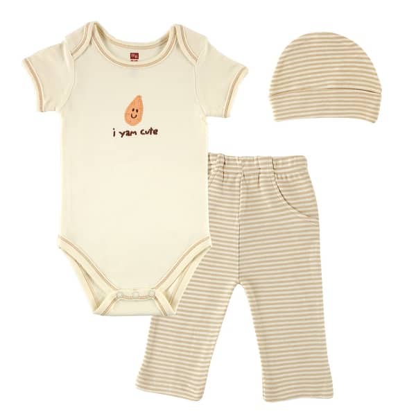slide 1 of 1, Touched by Nature Baby Unisex Organic Cotton Bodysuit and Pant Set, Yam, 0-6 Months - Yam 0-6 Months - Yam