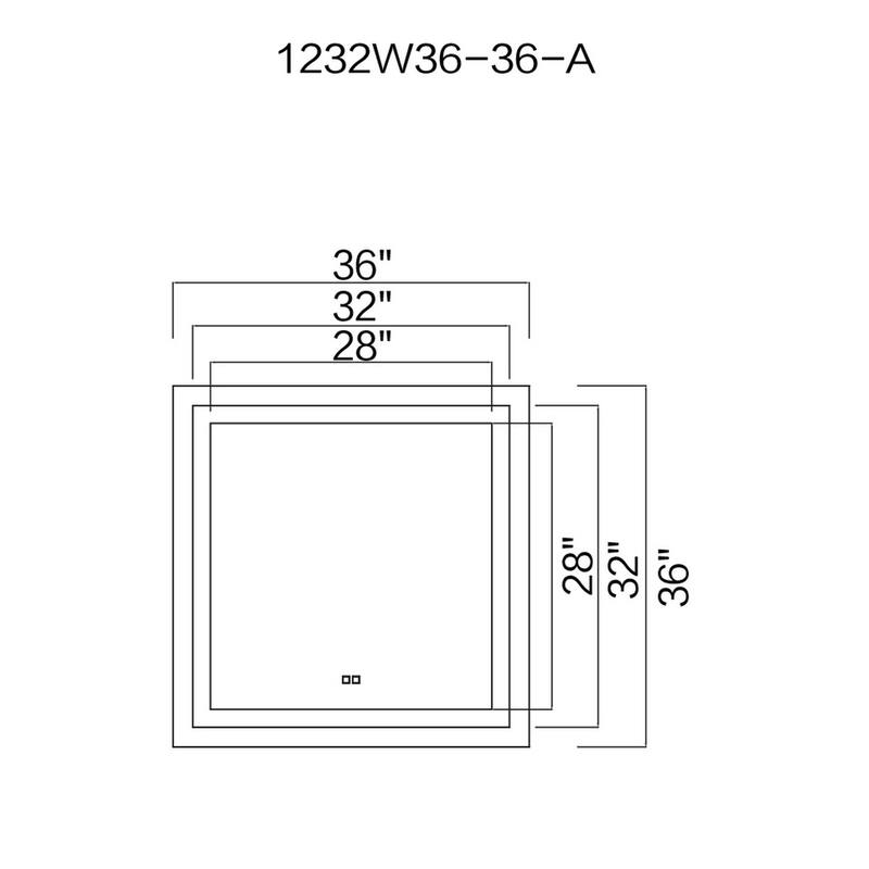 36" x 36" Abril Matte White Square LED Wall Mirror