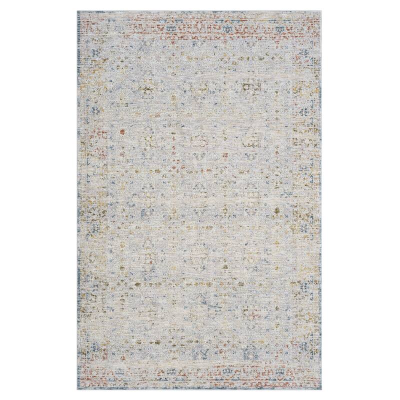 Sevita Light Gray/Blue Classic Traditional Indoor Area Rug - 2' x 3'