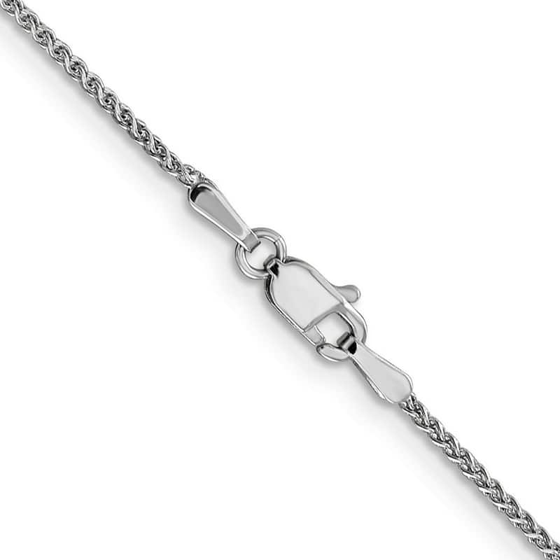 Curata 14k White Gold 10" 1.2mm Solid Diamond-Cut Spiga Chain Ankle Bracelet (Lobster-claw)